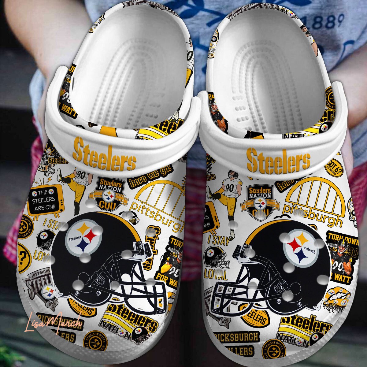 Pittsburgh Steelers NFL Sport Crocs Crocband Clogs Shoes Comfortable For Men Women and Kids