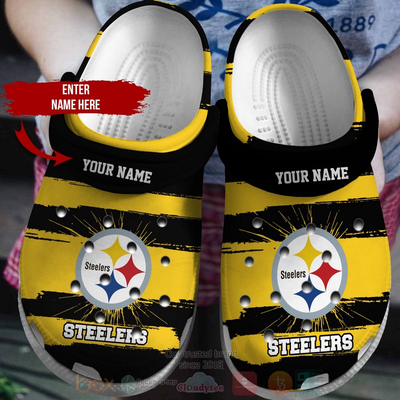 Pittsburgh Steelers NFL Sport Crocs Crocband Clogs Shoes Comfortable For Men Women and Kids