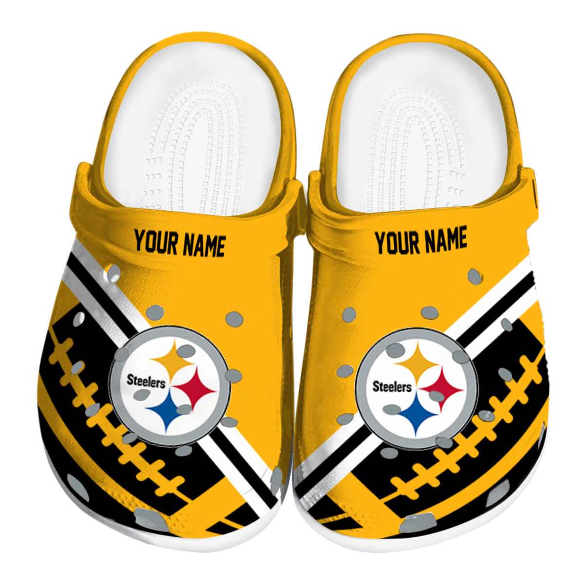 Pittsburgh Steelers NFL Sport Crocs Crocband Clogs Shoes Comfortable For Men Women and Kids