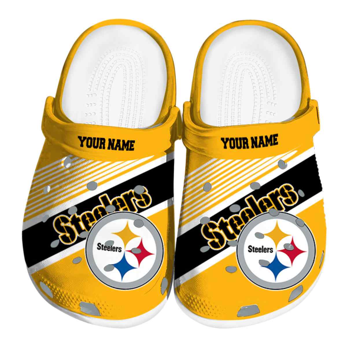 Pittsburgh Steelers NFL Sport Crocs Crocband Clogs Shoes Comfortable For Men Women and Kids