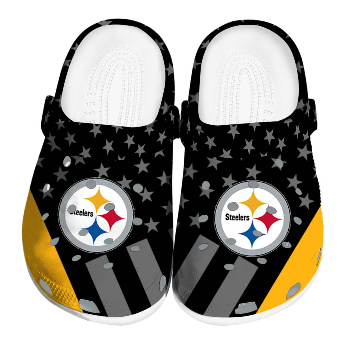 Pittsburgh Steelers NFL Sport Crocs Crocband Clogs Shoes Comfortable For Men Women and Kids