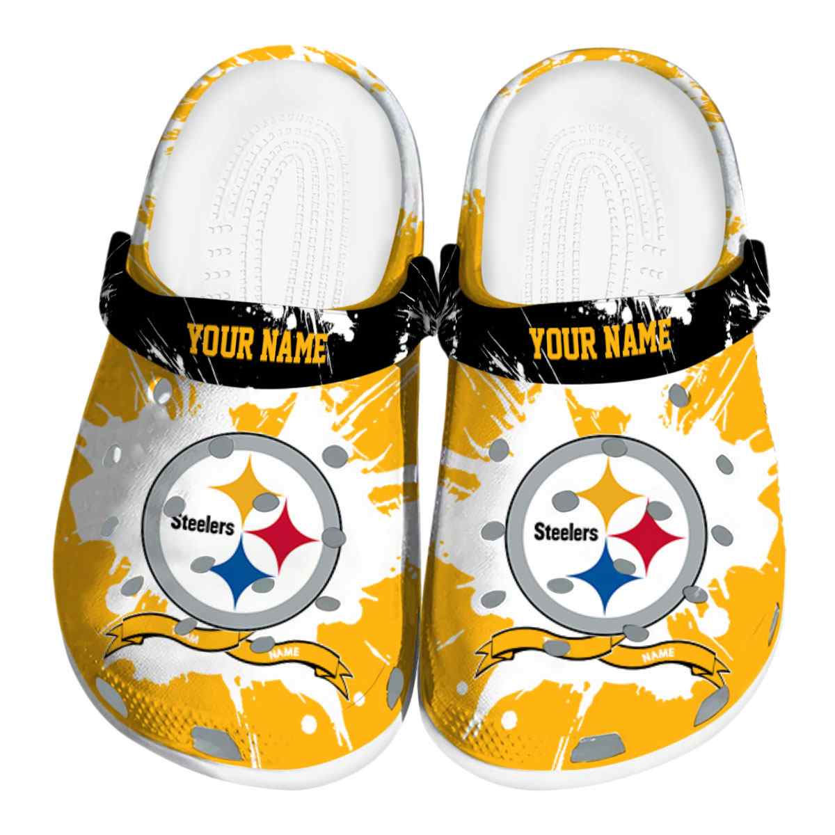Pittsburgh Steelers NFL Sport Crocs Crocband Clogs Shoes Comfortable For Men Women and Kids