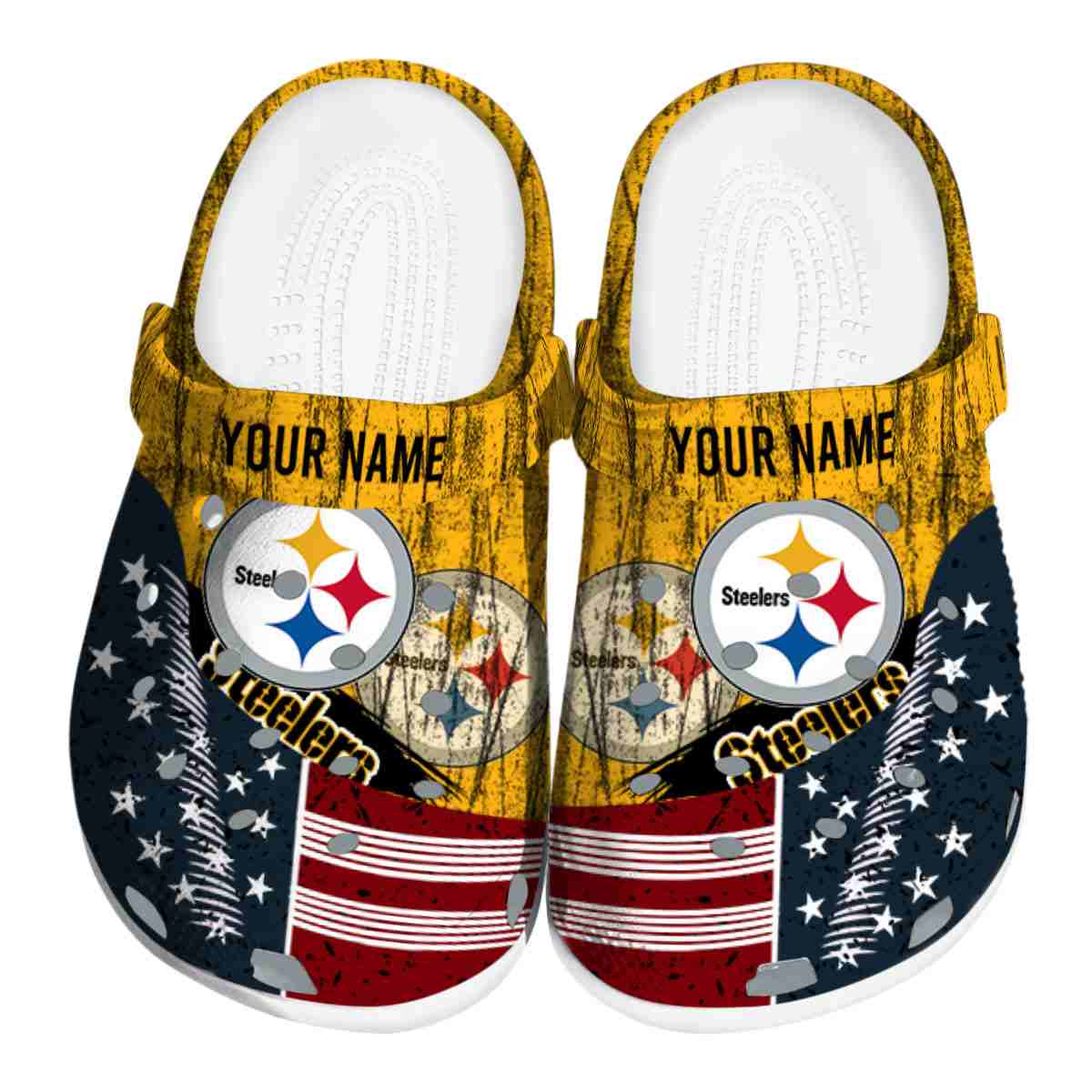 Pittsburgh Steelers NFL Sport Crocs Crocband Clogs Shoes Comfortable For Men Women and Kids