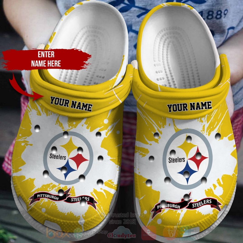 Pittsburgh Steelers NFL Sport Crocs Crocband Clogs Shoes Comfortable For Men Women and Kids