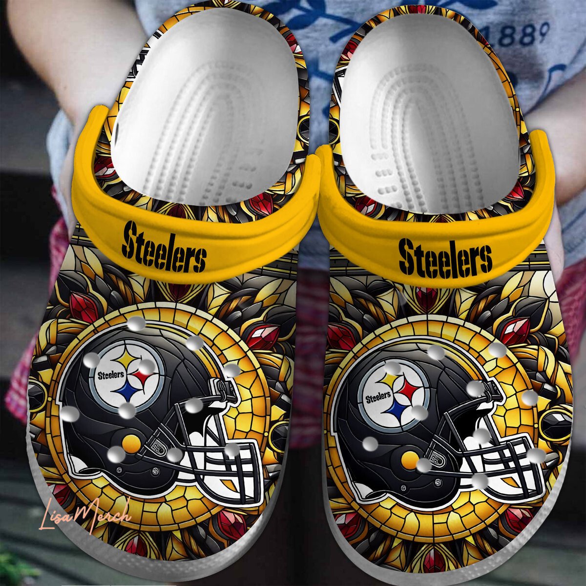 Pittsburgh Steelers NFL Sport Crocs Crocband Clogs Shoes Comfortable For Men Women and Kids