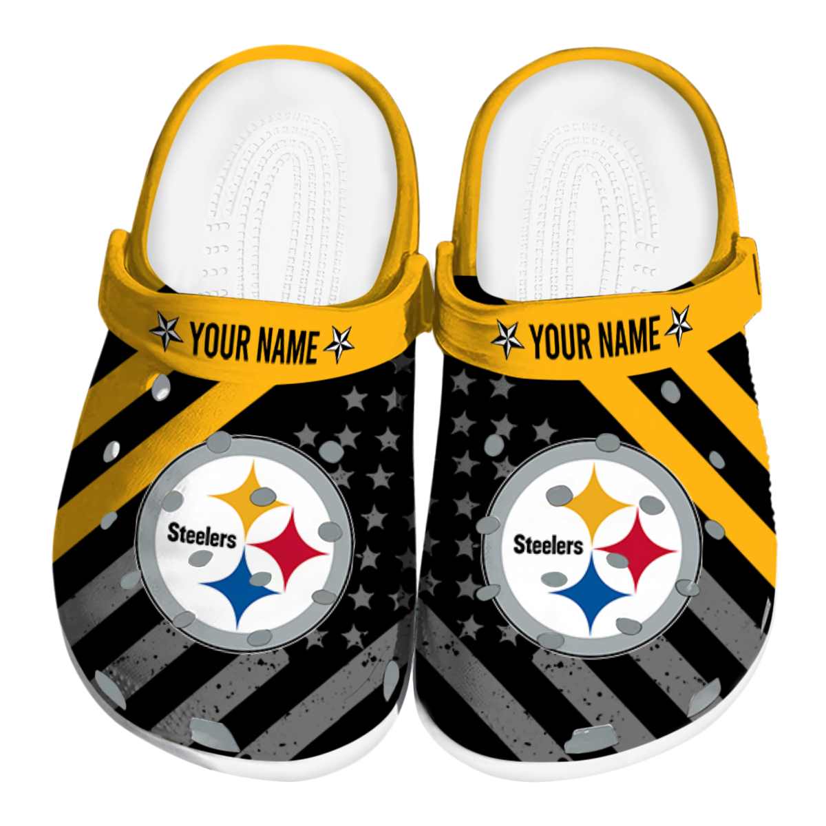 Pittsburgh Steelers NFL Sport Crocs Crocband Clogs Shoes Comfortable For Men Women and Kids
