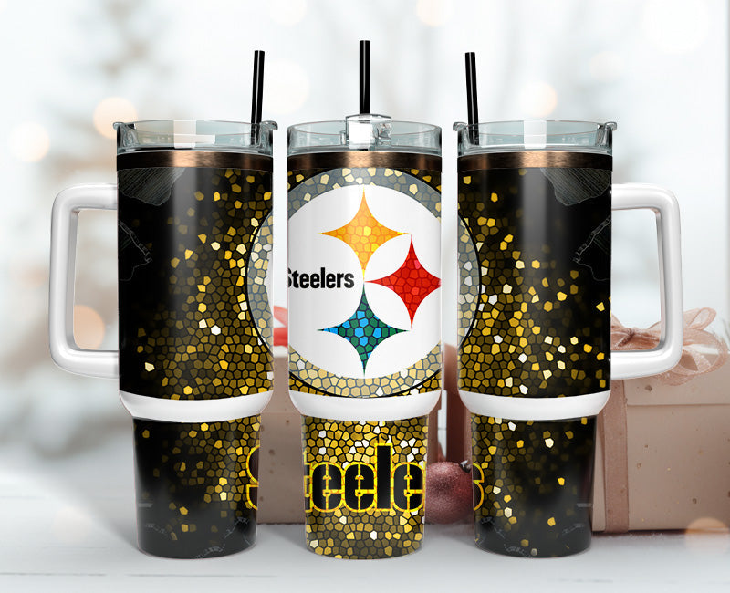 Pittsburgh Steelers NFL Stained Glass Effect Custom Stanley Cup 40 oz 30 oz Tumbler With HandleTVC2301140