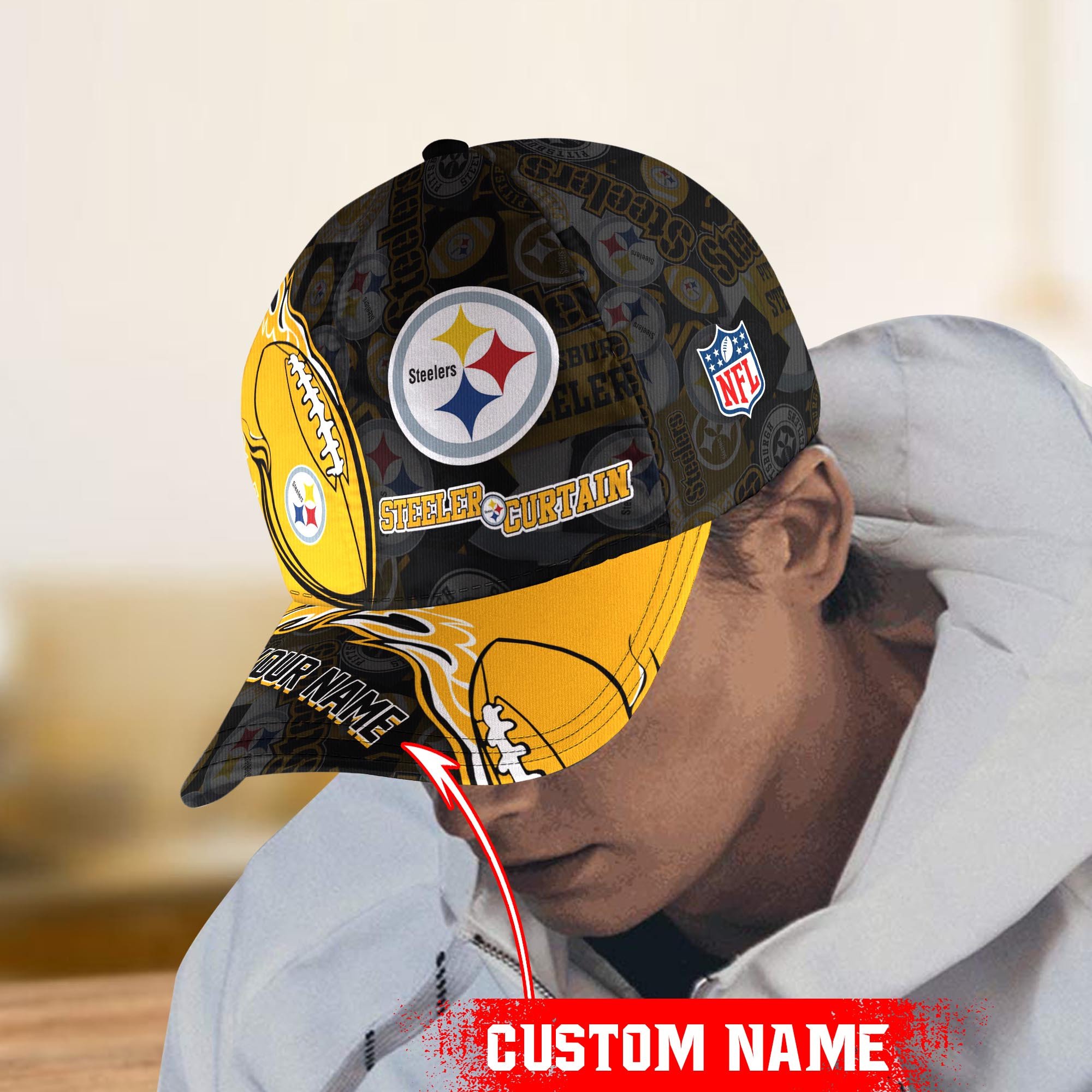 Pittsburgh Steelers Personalized Baseball Cap Trucker Hats Custom Hats Gifts For Men & Women