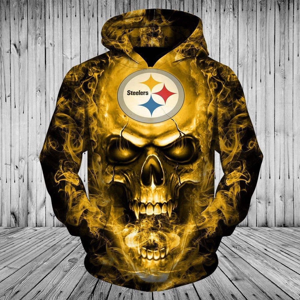 Pittsburgh Steelers Skull 3D All Over Print Hoodie, Zip Hoodie