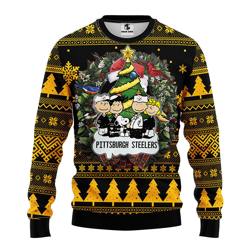 Pittsburgh Steelers Snoopy Dog Ugly Christmas Sweater Adult 3D Funny Matching for family