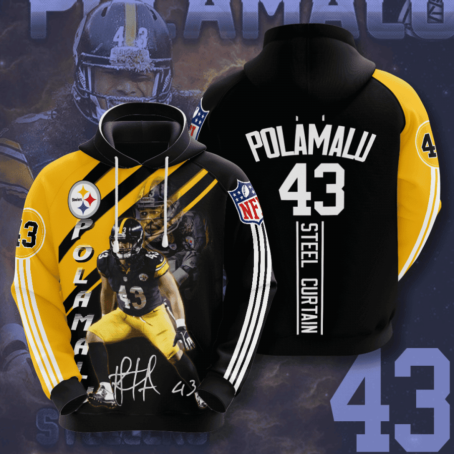 Pittsburgh Steelers Troy Polamalu 3D All Over Print Hoodie, Zip Hoodie