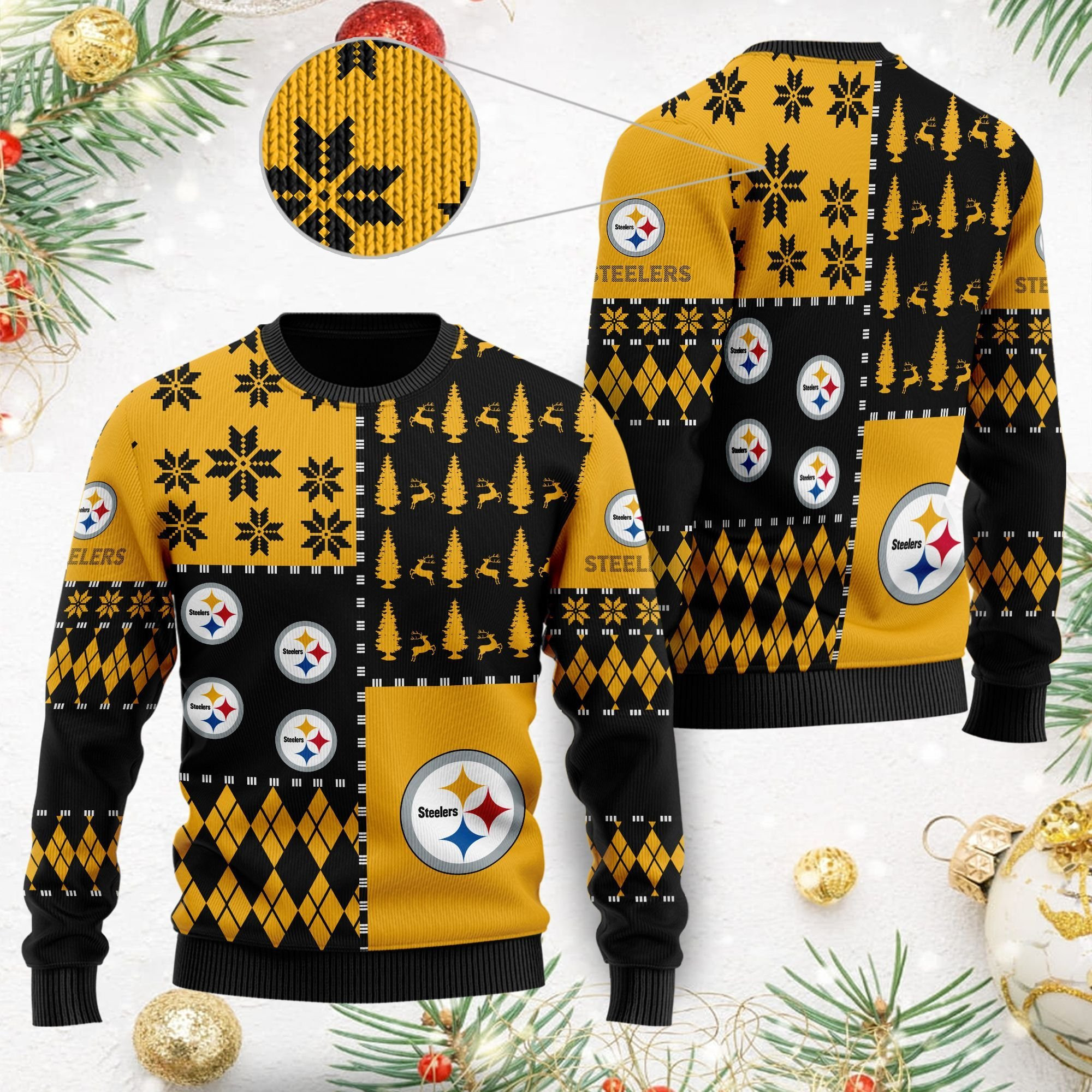 Pittsburgh Steelers Ugly Christmas Sweater Adult 3D Funny Matching for family