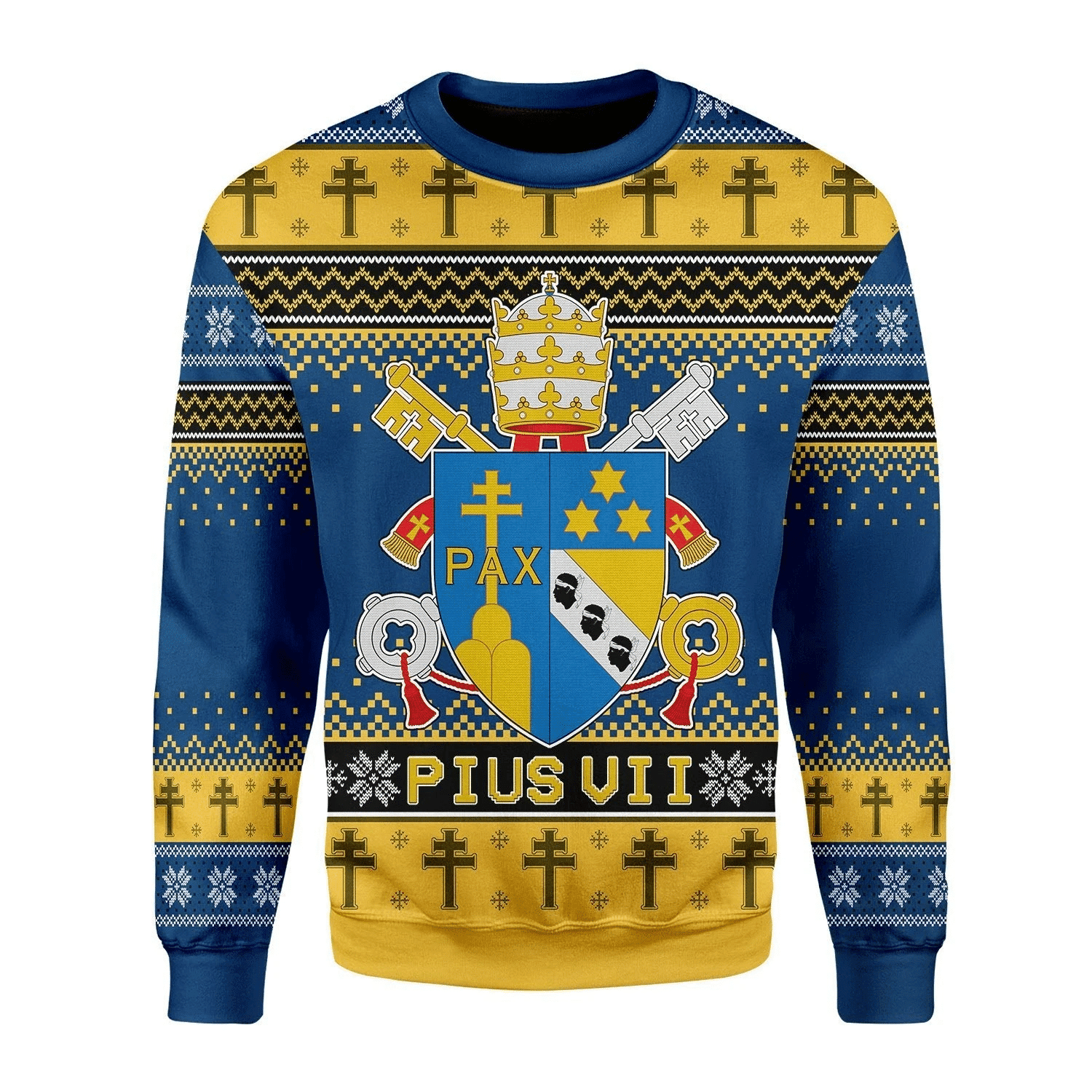 Pius Vii Coat Of Arms Ugly Christmas Sweater Adult 3D Funny Matching for family