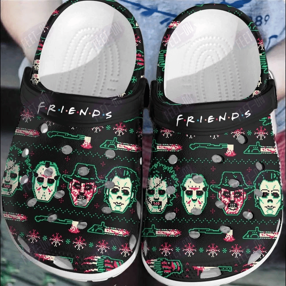 Pixel Art Friends Horror Movie Halloween Classic Clogs Shoes