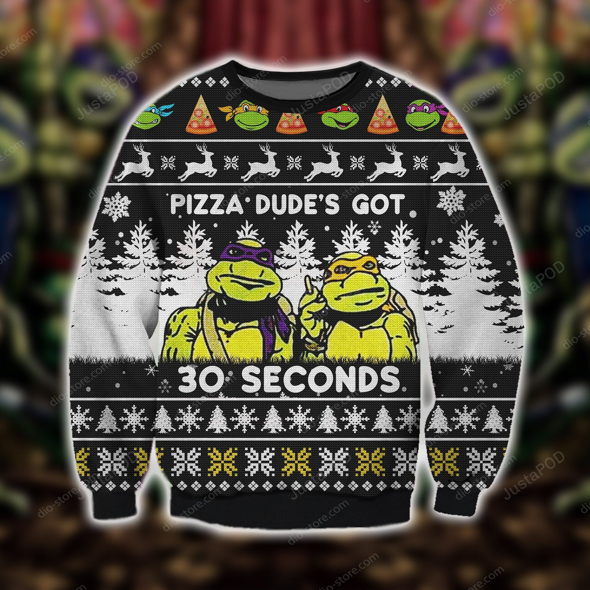Pizza Dudes Got 30 Seconds Knitting Pattern Ugly Christmas Sweater Adult 3D Funny Matching for family