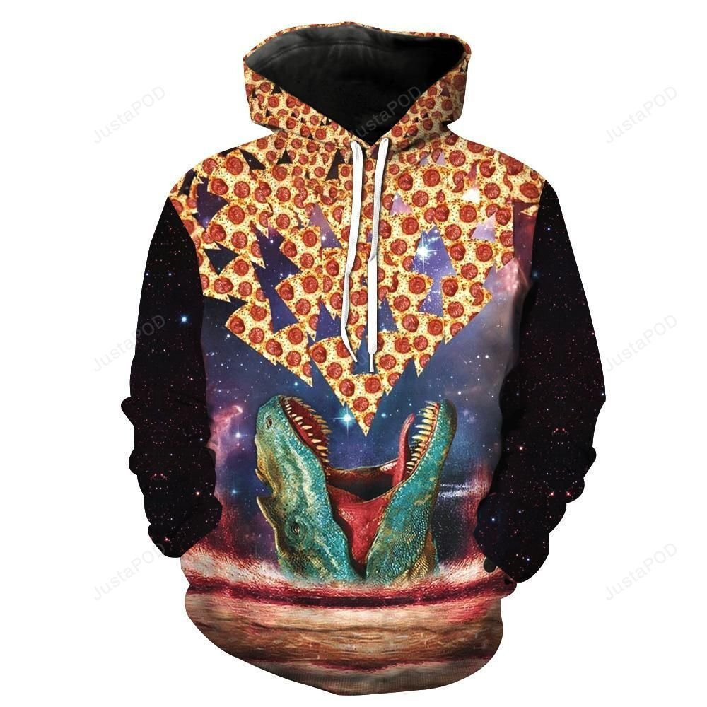 Pizza Eating T-Rex 3D All Over Print Hoodie, Zip Hoodie