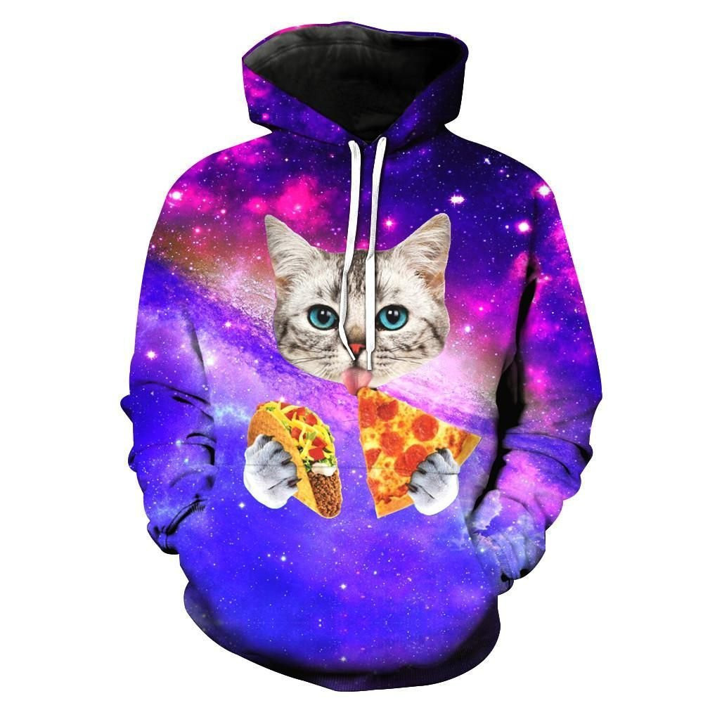 Pizza Taco Cat In Space 3D All Over Print Hoodie, Zip Hoodie