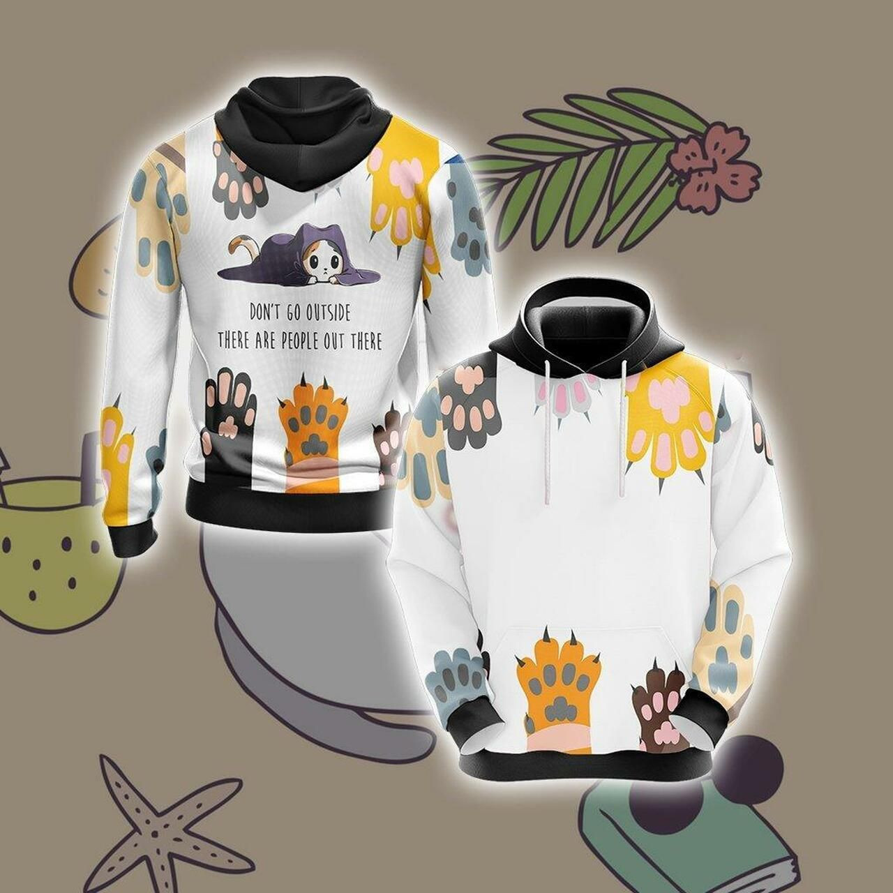 Plant Cat Mom Unisex 3D All Over Print Hoodie, Zip Hoodie