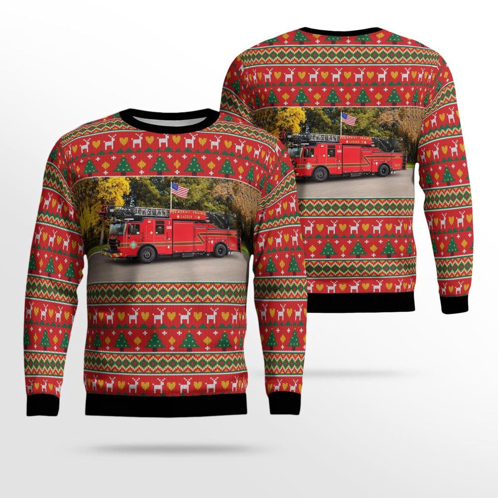 Pleasant Prairie Wisconsin Pleasant Prairie Fire and Rescue AOP Ugly Sweater Unisex Christmas Gift