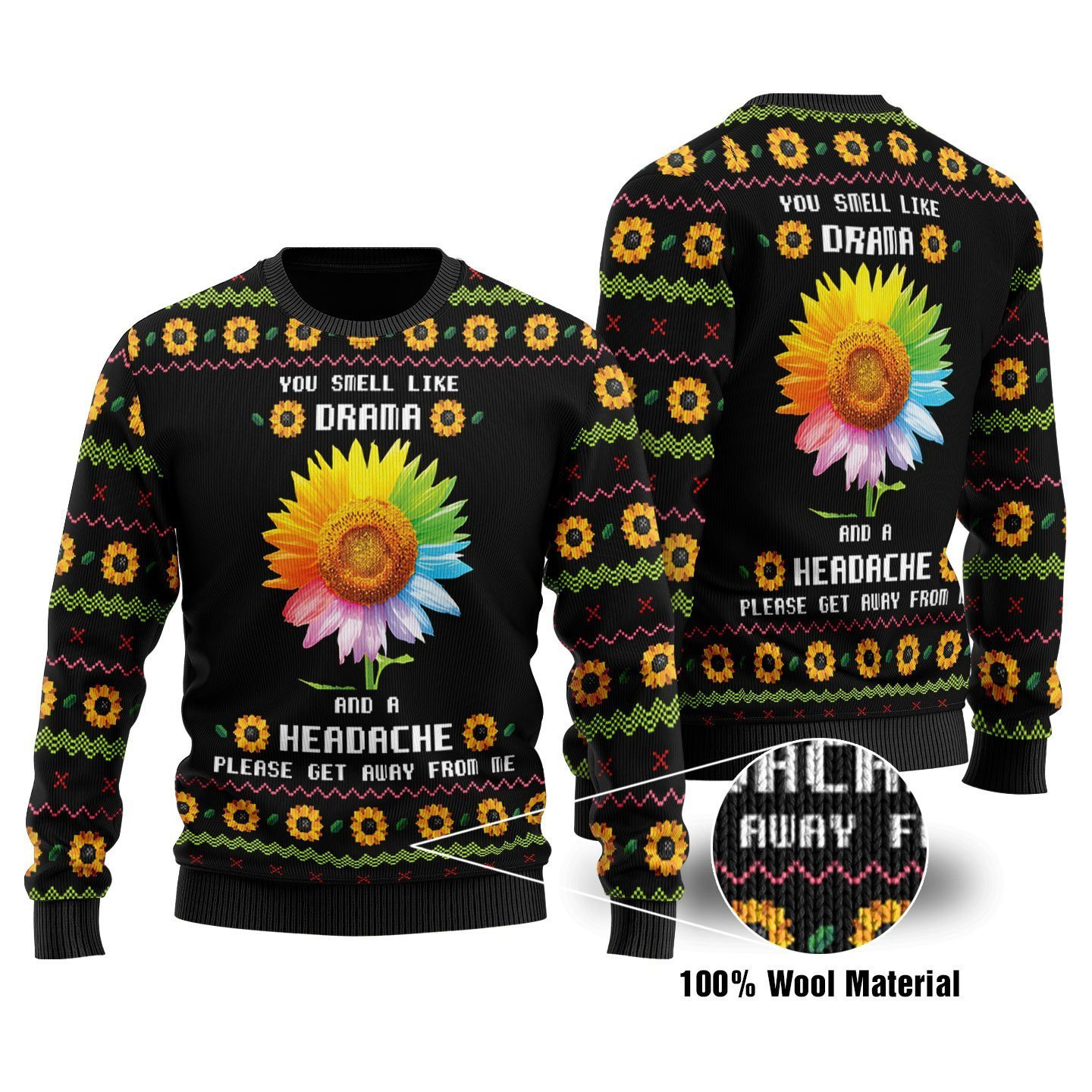 Please Get Away From Me Ugly Christmas Sweater Adult 3D Funny Matching for family