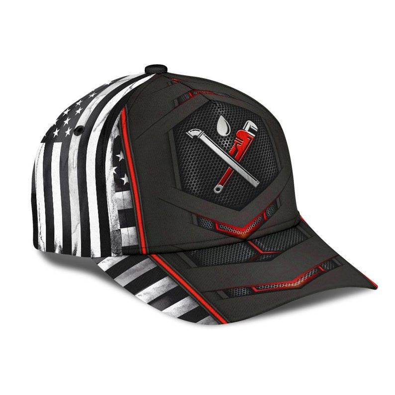 Plumber Red Flag Hat Classic Cap 3D Gift Idea, Breathable Cap, Human Cap, Trending Cap, American Cap Trucker Hats Custom Hats Gifts For Men & Women