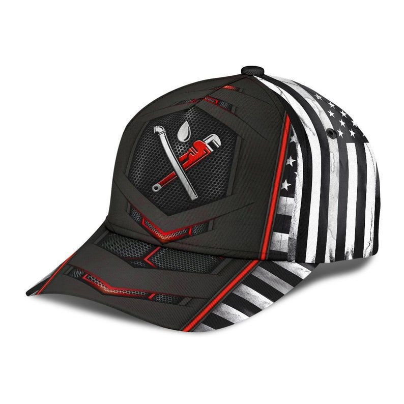 Plumber Red Flag Hat Classic Cap 3D Gift Idea, Breathable Cap, Human Cap, Trending Cap, American Cap Trucker Hats Custom Hats Gifts For Men & Women