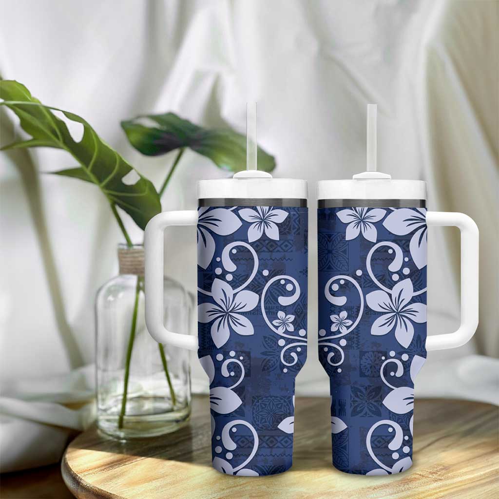 Plumeria Floral Tapa Navy Blue Custom Stanley Cup 40 oz 30 oz Tumbler With HandleTVC2301382 - Image 9