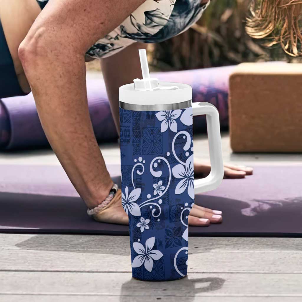 Plumeria Floral Tapa Navy Blue Custom Stanley Cup 40 oz 30 oz Tumbler With HandleTVC2301382 - Image 6