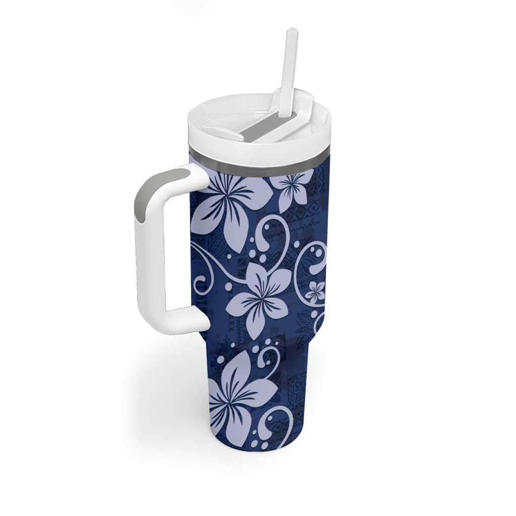 Plumeria Floral Tapa Navy Blue Custom Stanley Cup 40 oz 30 oz Tumbler With HandleTVC2301382 - Image 2