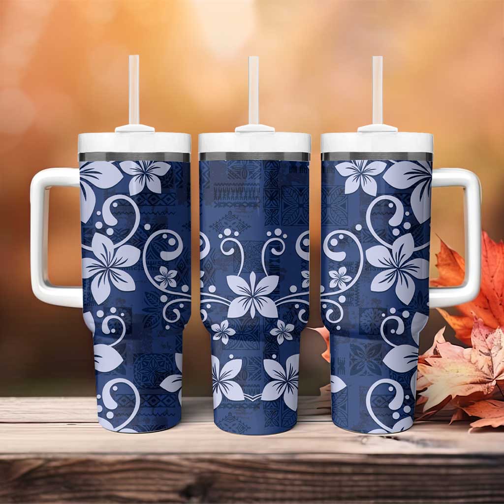 Plumeria Floral Tapa Navy Blue Custom Stanley Cup 40 oz 30 oz Tumbler With HandleTVC2301382 - Image 4