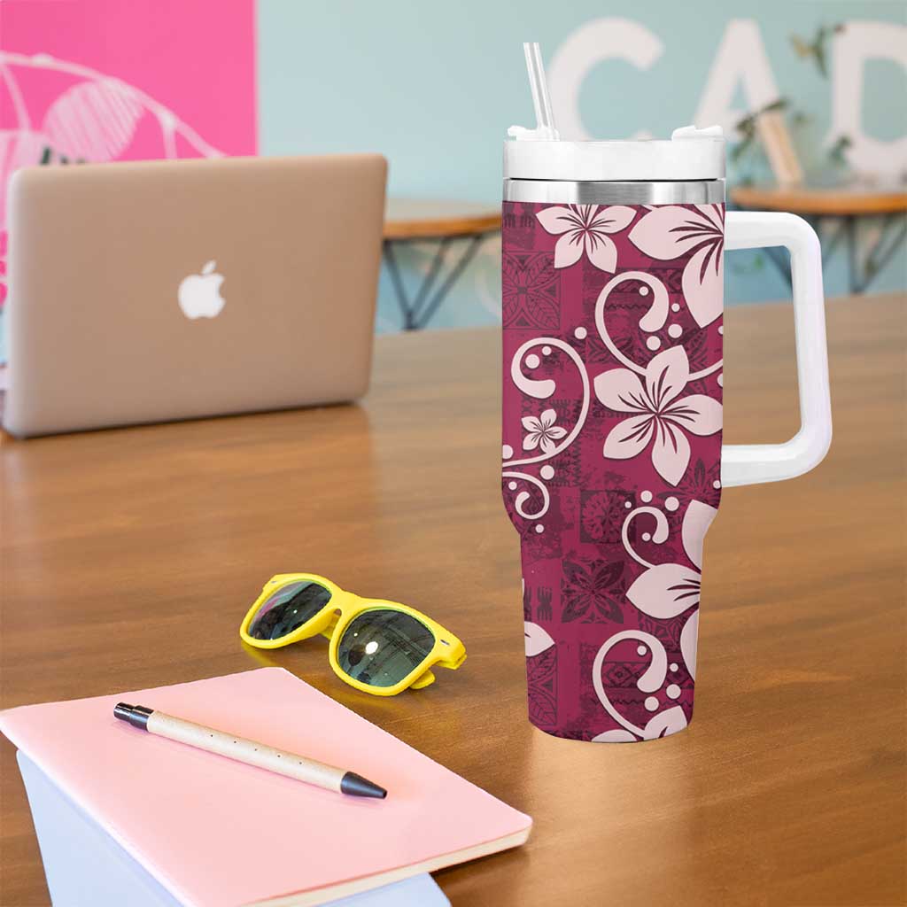 Plumeria Floral Tapa Ruby Pink Custom Stanley Cup 40 oz 30 oz Tumbler With HandleTVC2301382 - Image 5