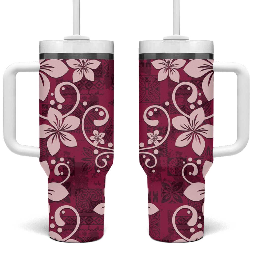Plumeria Floral Tapa Ruby Pink Custom Stanley Cup 40 oz 30 oz Tumbler With HandleTVC2301382