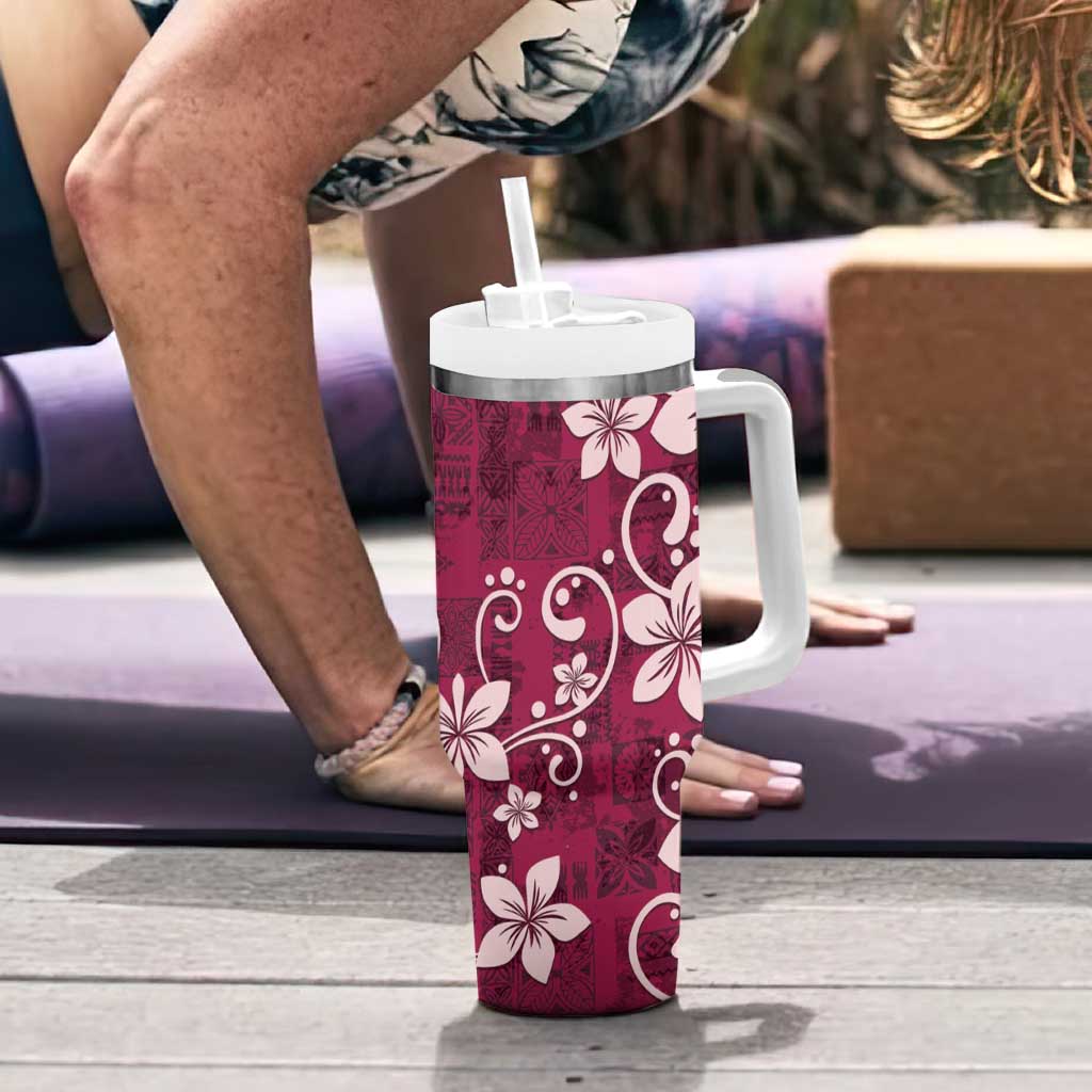 Plumeria Floral Tapa Ruby Pink Custom Stanley Cup 40 oz 30 oz Tumbler With HandleTVC2301382 - Image 6