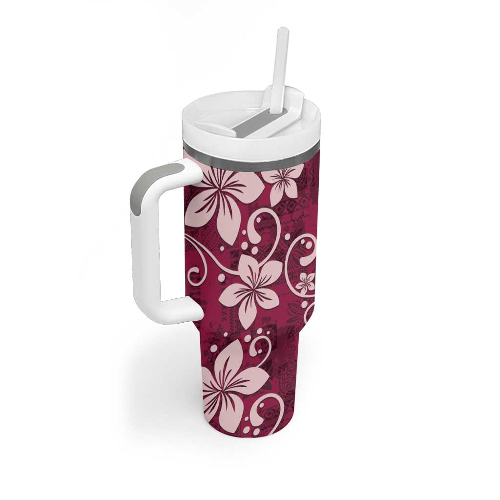 Plumeria Floral Tapa Ruby Pink Custom Stanley Cup 40 oz 30 oz Tumbler With HandleTVC2301382 - Image 2