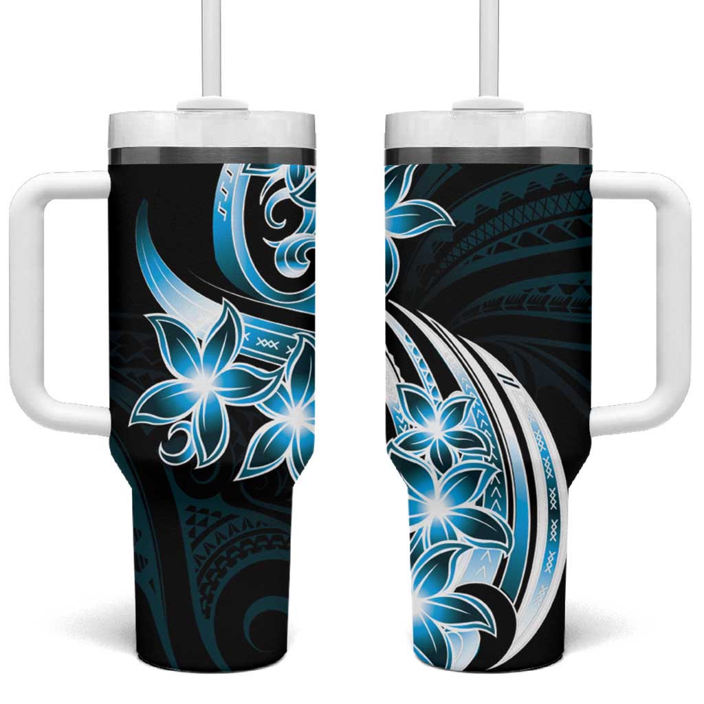 Plumeria Tribal Tattoo Blue Polynesian Custom Stanley Cup 40 oz 30 oz Tumbler With HandleTVC2301391