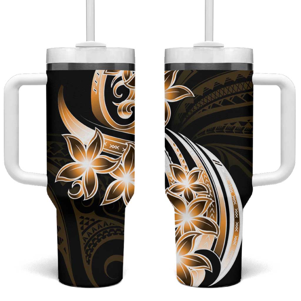 Plumeria Tribal Tattoo Gold Polynesian Custom Stanley Cup 40 oz 30 oz Tumbler With HandleTVC2301399