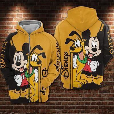 Pluto Mickey 3D All Over Print Hoodie, Zip Hoodie