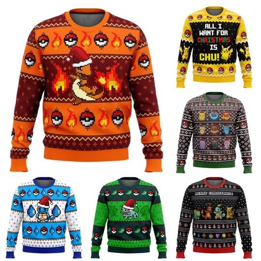 Pocket Monster Ugly New Year Christmas Sweater Gift Santa Claus Pullover Men's 3D Sweater - Image 10