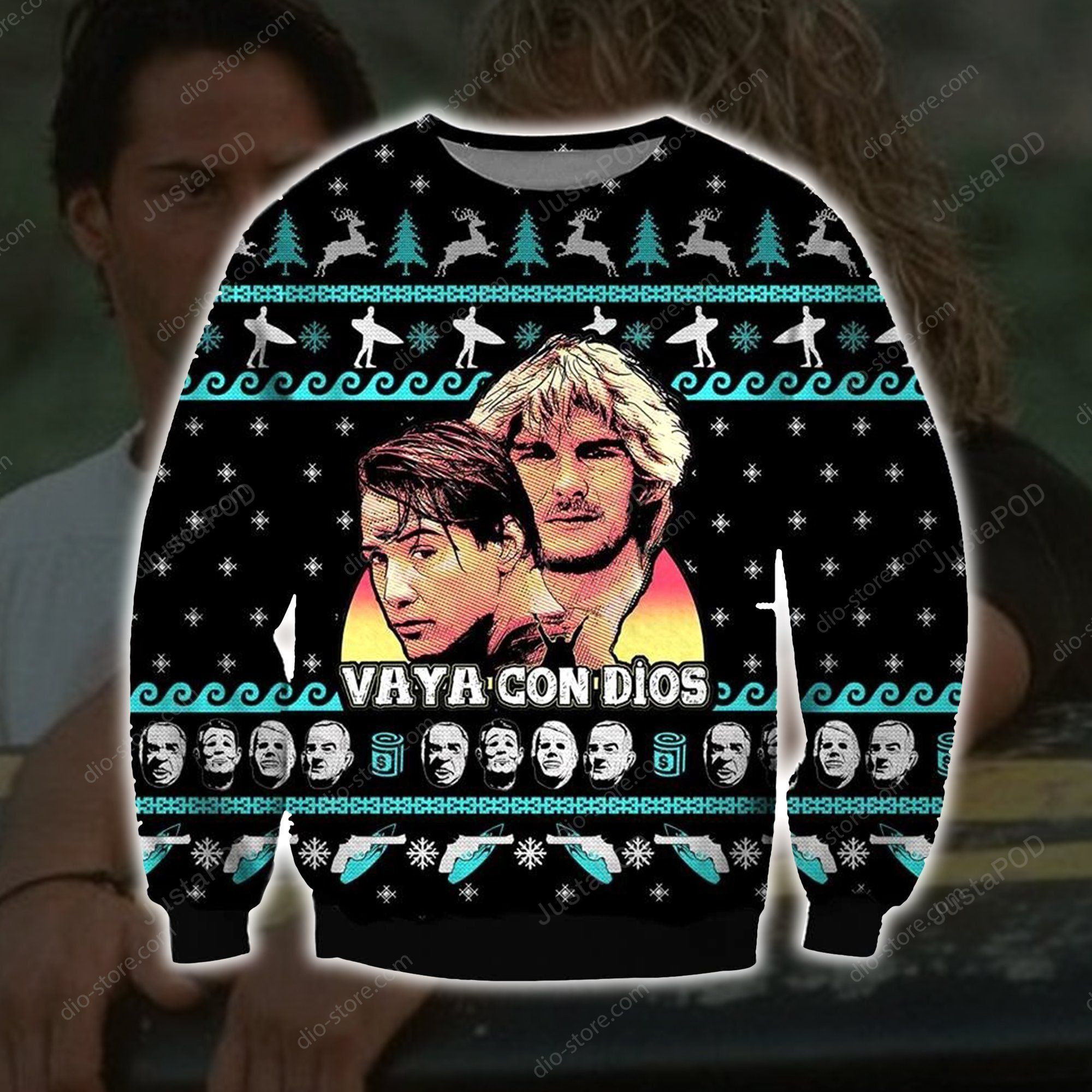 Point Break Knitting Pattern 3D Print Ugly Christmas Sweater Adult 3D Funny Matching for family
