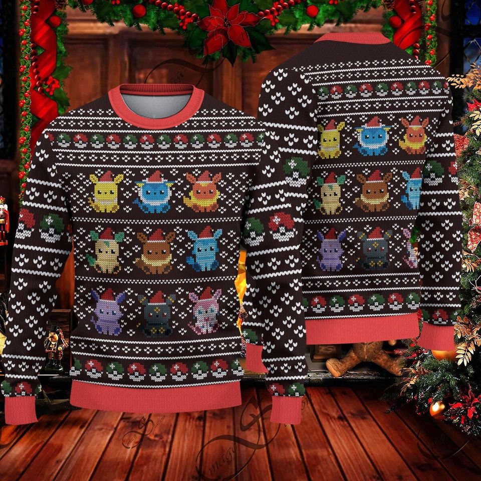 Pokeeemon Eeveelution Christmas Sweater