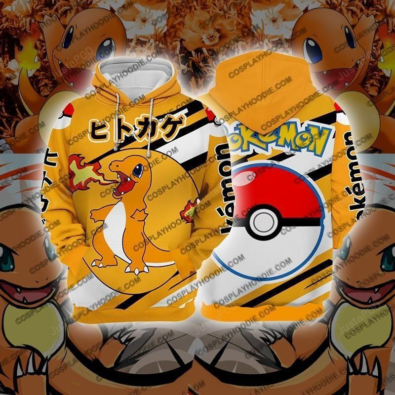 Pokemon Charmander Cosplay 3D All Over Print Hoodie, Zip Hoodie