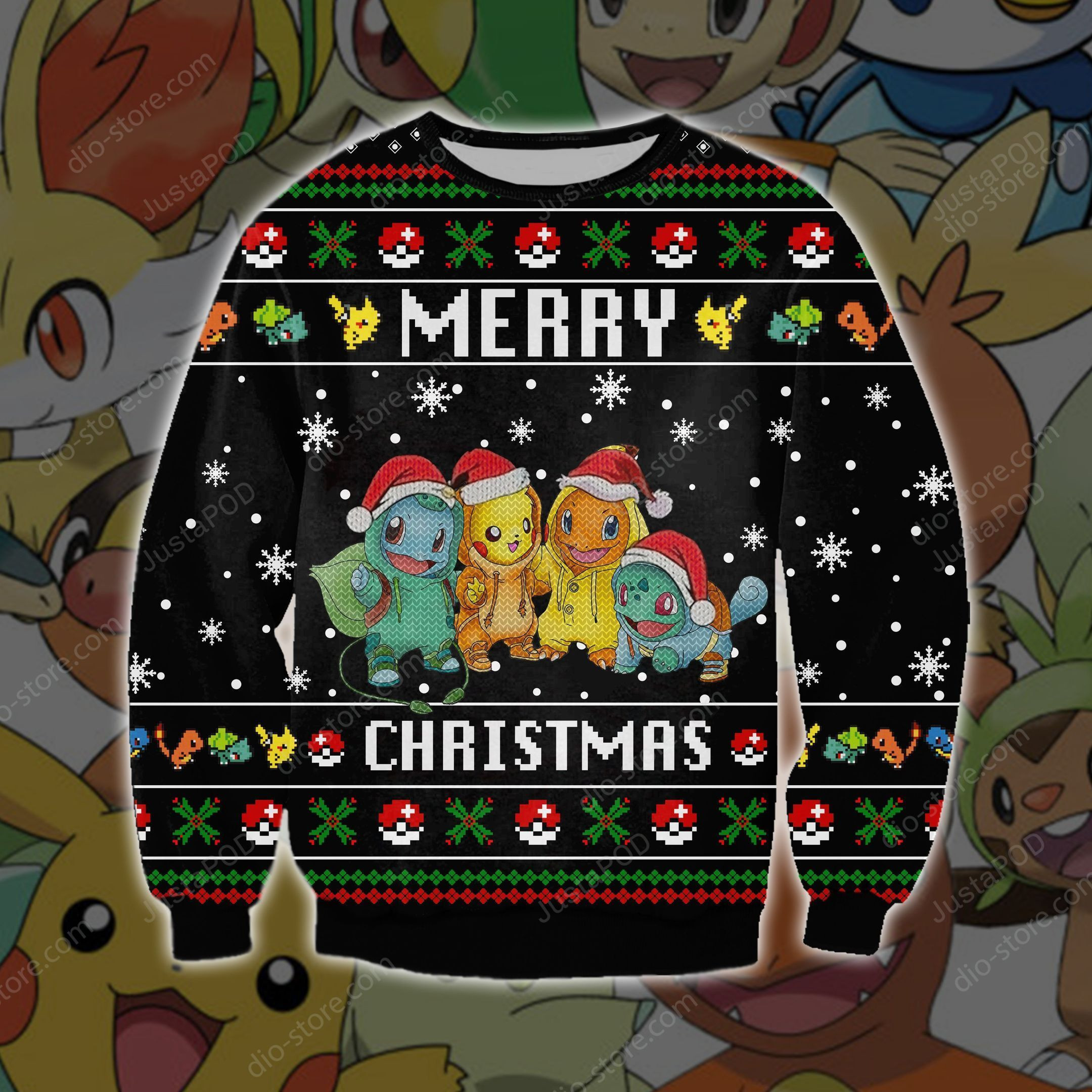 Pokemon Christmas Knitting Pattern 3D Print Ugly Christmas Sweater Adult 3D Funny Matching for family