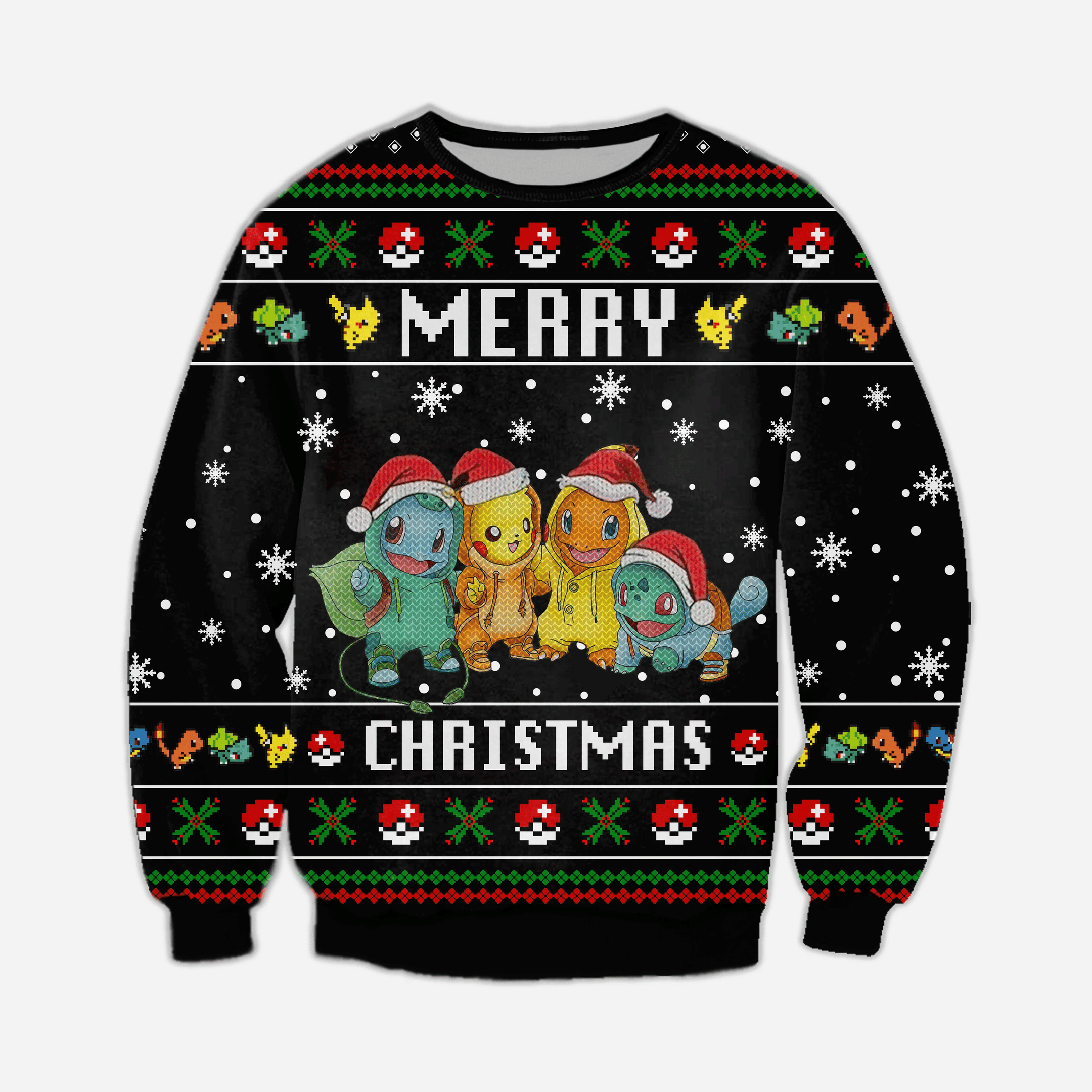 Pokemon Christmas Knitting Pattern 3D Print Ugly Christmas Sweater Adult 3D Funny Matching for family