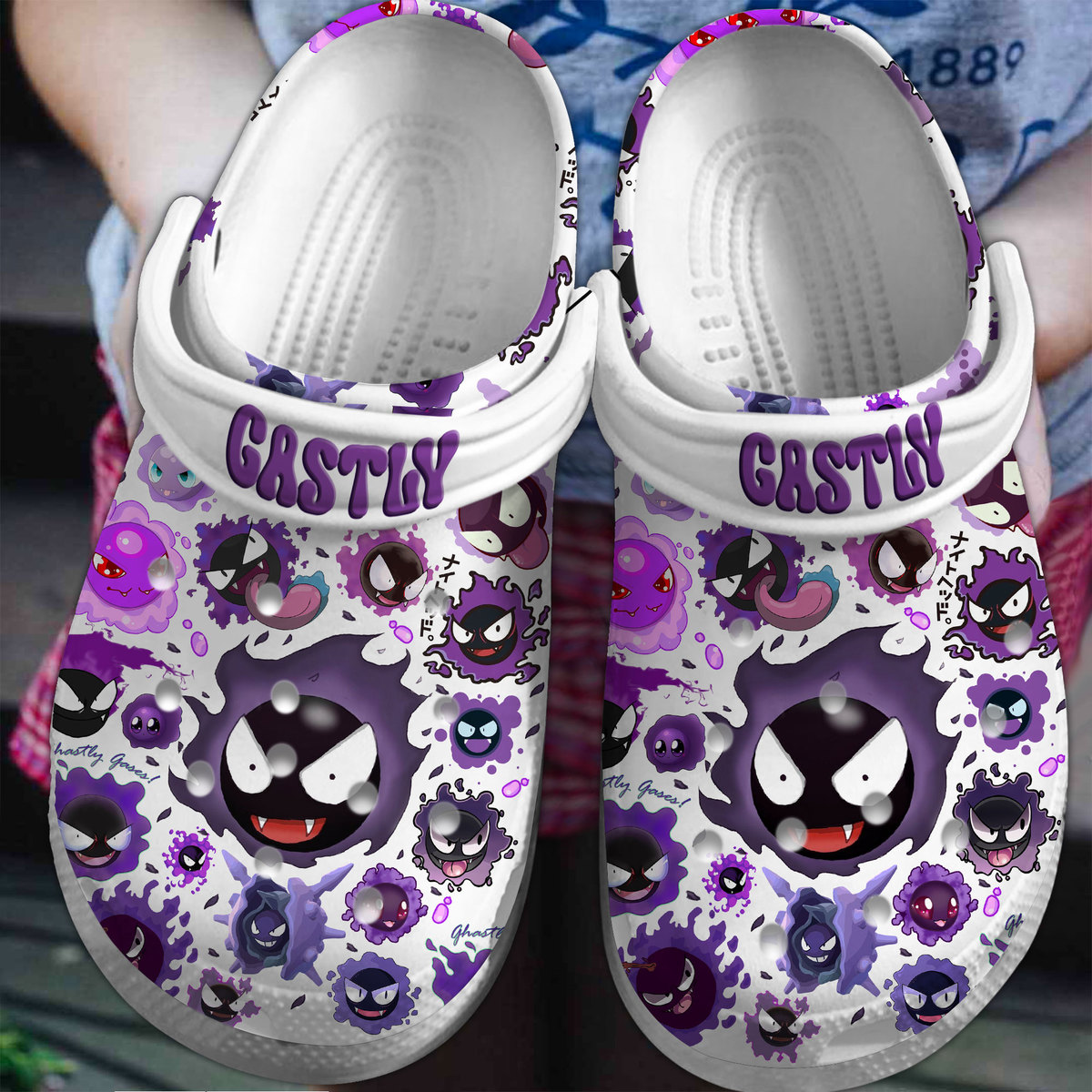Pokemon Gastly Cartoon Crocs Crocband Clogs Shoes Comfortable For Men Women and Kids