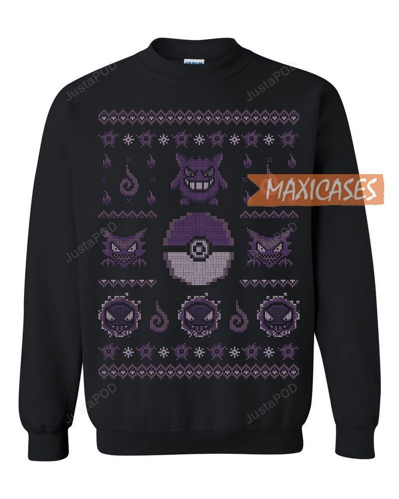 Pokemon Gotta Stitch Em All Ghost Ugly Christmas Sweater Adult 3D Funny Matching for family