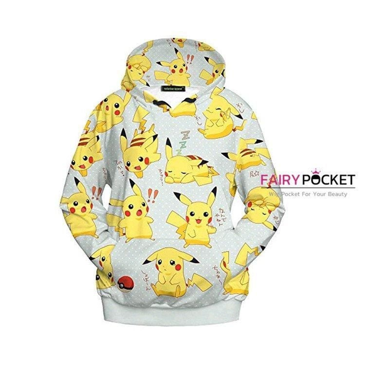 Pokemon Pikachu Grey 3D All Over Print Hoodie, Zip Hoodie