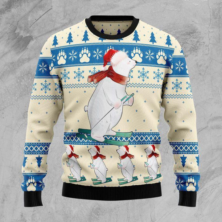 Polar Bear Ice Ugly Christmas Sweater Adult 3D Funny Matching for family