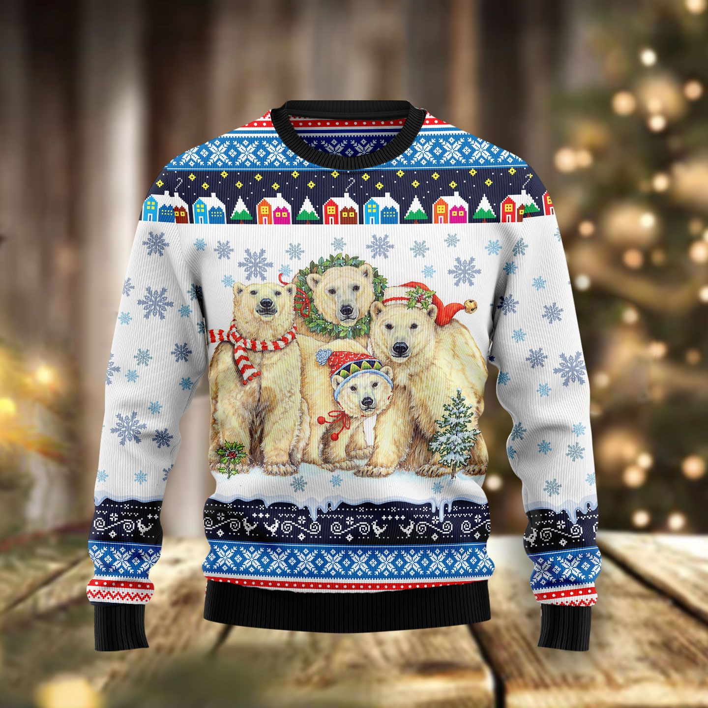 Polar Bears Ugly Christmas Sweater Adult 3D Funny Matching for family