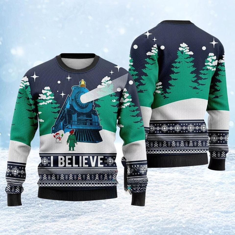 Polar Express Ugly Christmas Sweater, Christmas Train Sweater, Believe Movie Sweater - Image 2