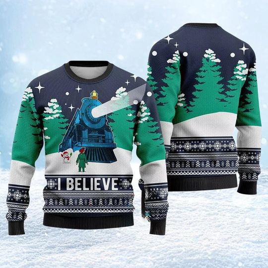 Polar Express Ugly Christmas Sweater, Christmas Train Sweater, Believe Movie Sweater - Image 4